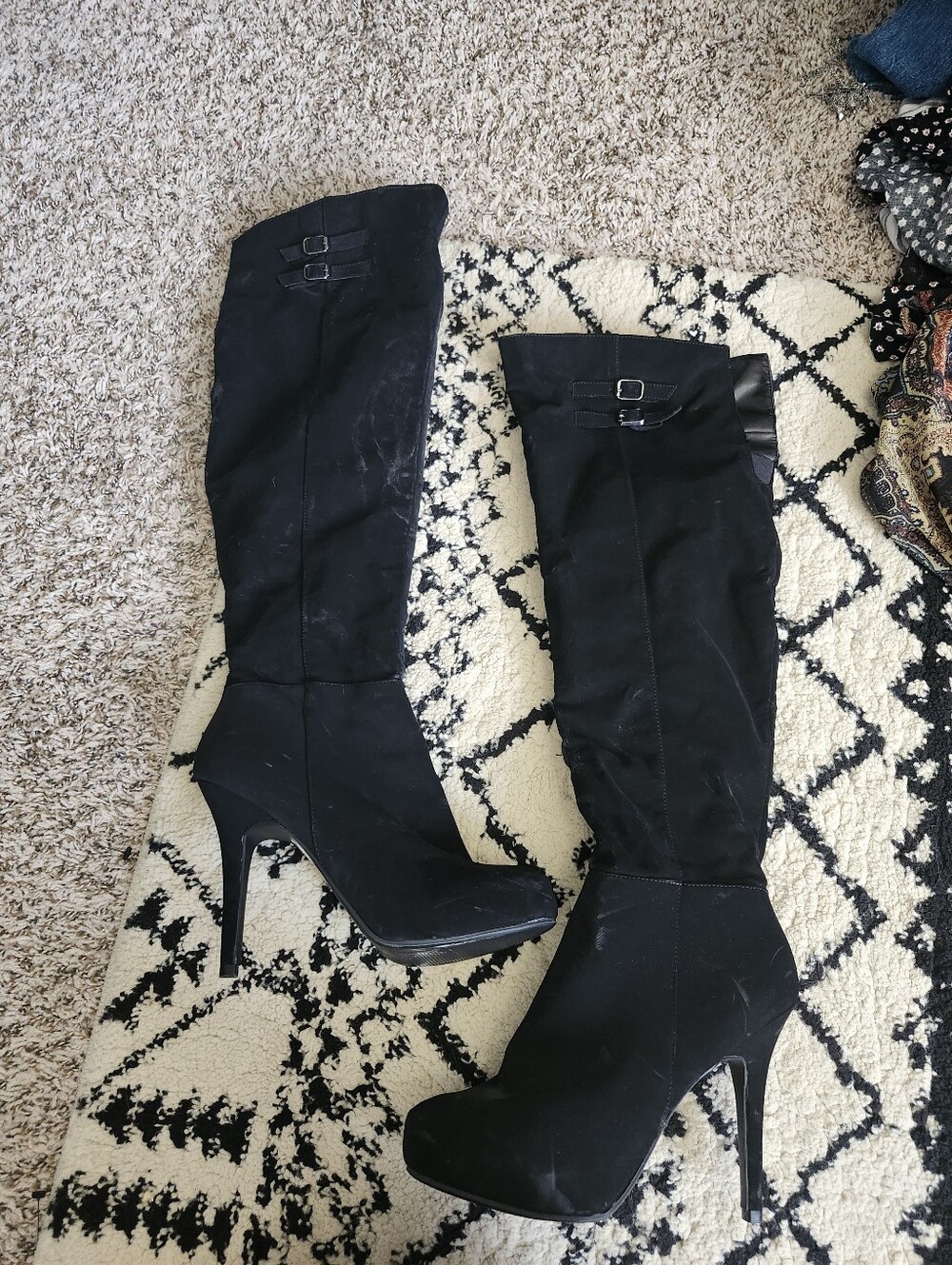 Madeline Stuart Black Over-the-Knee Stiletto Boots with Buckle Accent